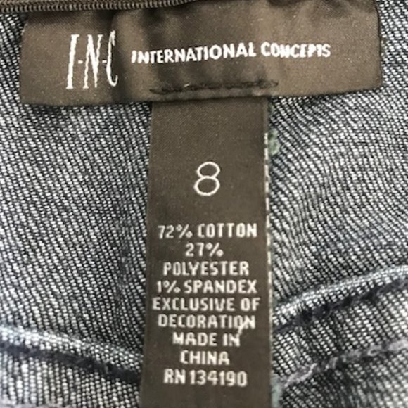 INC Dark Denim Tappered Leg Stretch Waist Jeans - Picture 8 of 8